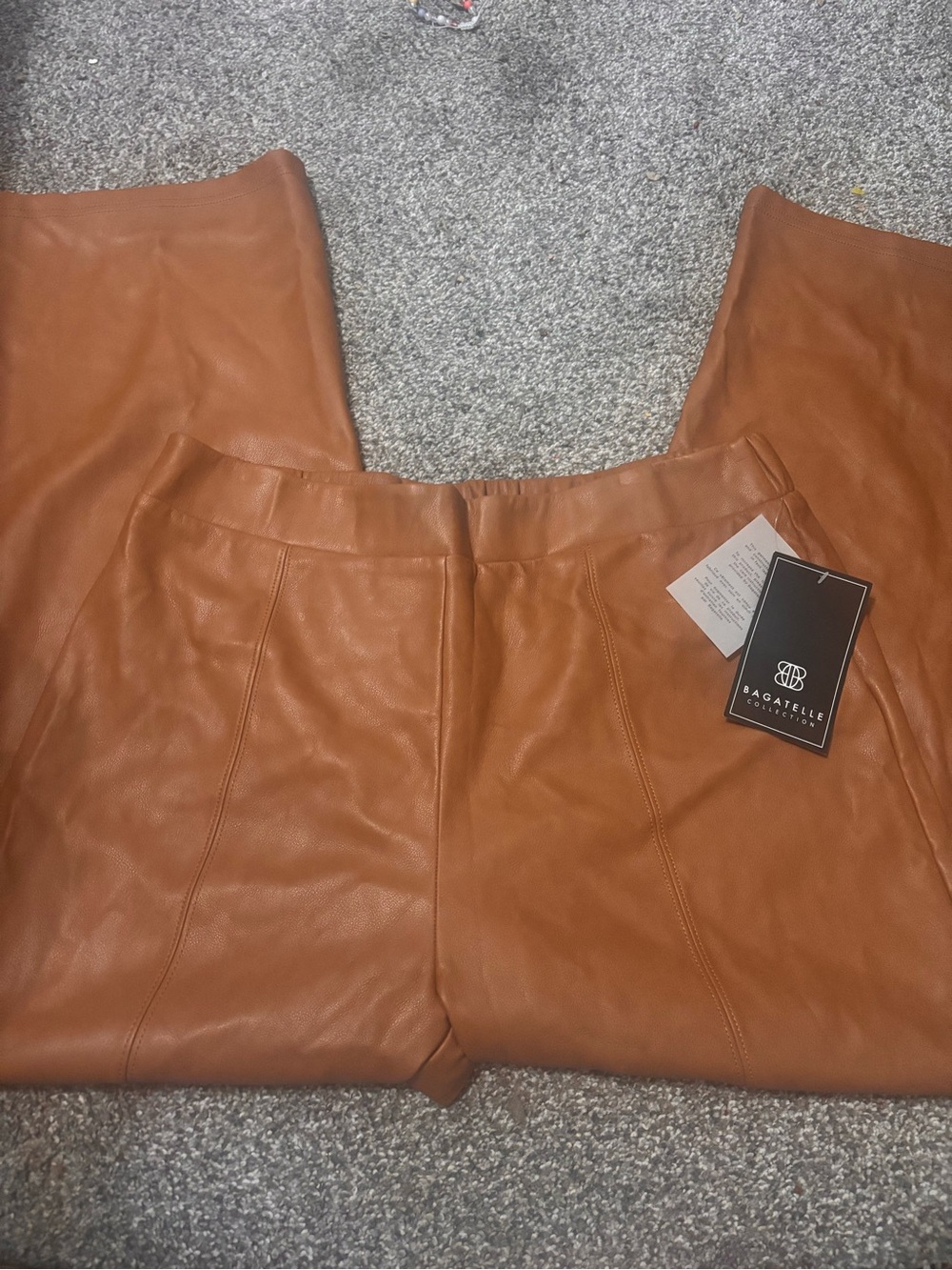 Bagatelle Tan Faux Leather Wide Leg Trousers